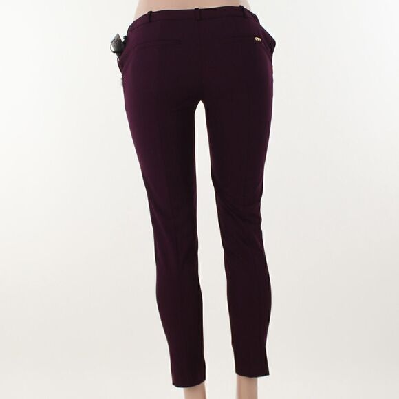 CALVIN KLEIN Womens Burgundy Pocketed Zippered Skinny Pants - Picture 4 of 5